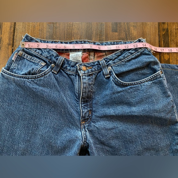 Carhartt Jeans Womens 8x28 Blue Flannel Lined Cowgirl Work Relaxed WB172 VIO HEM - Picture 8 of 10